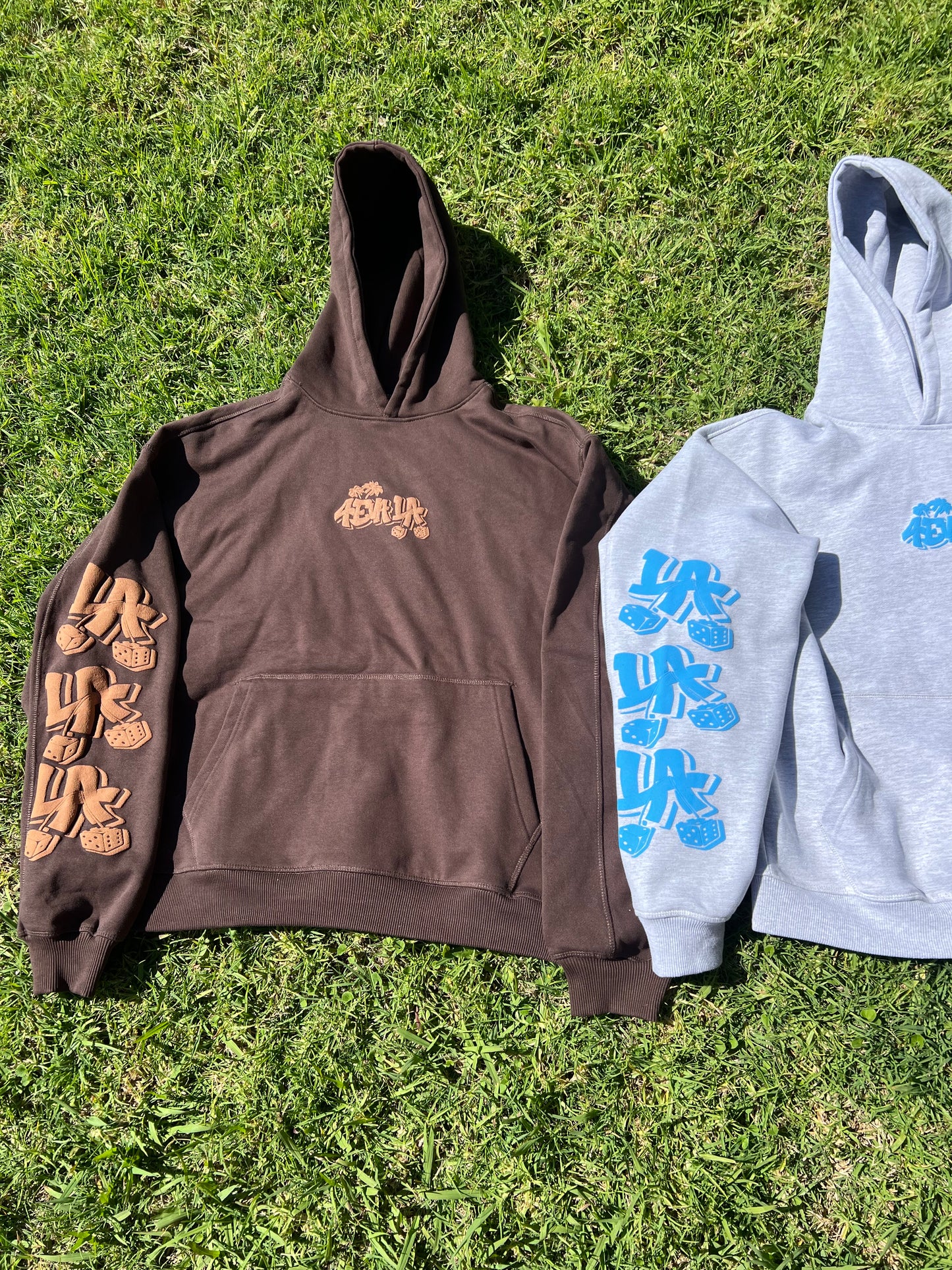 GOD WATCH OVER ME Puff Hoodie (BROWN )